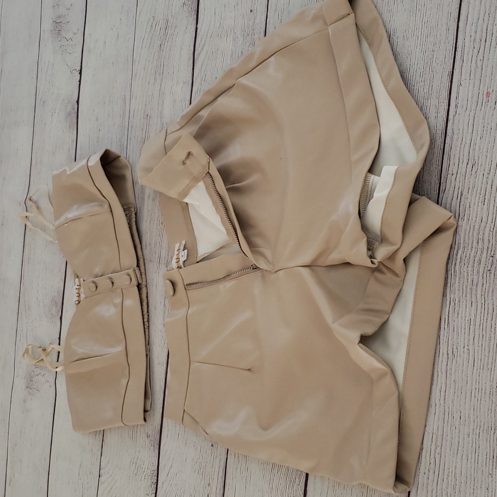 2pc faux leather short set